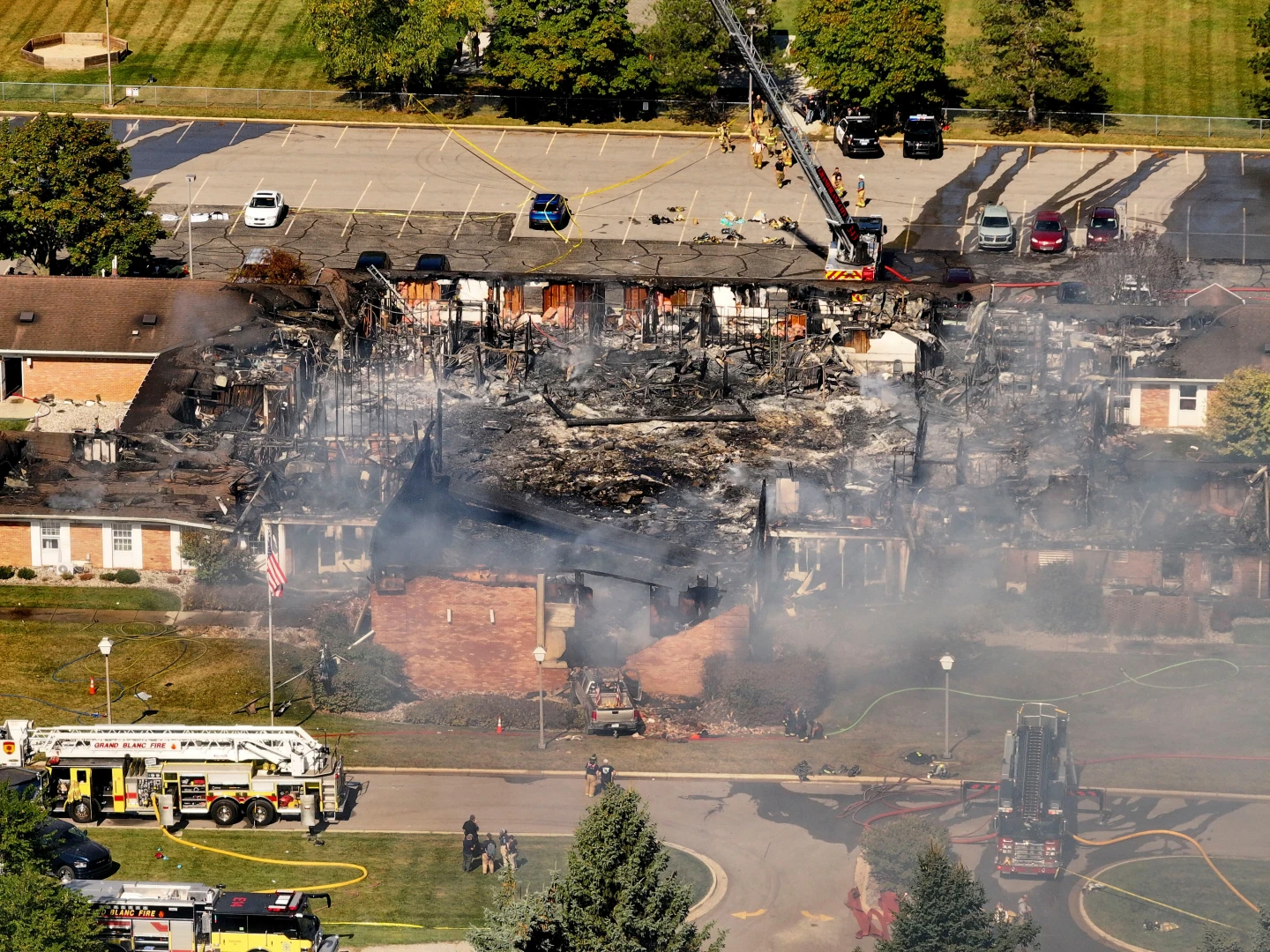 Emergency crews respond to a shooting and fire at The Church of Jesus Christ of Latter-day Saints in Grand Blanc, Sept 28, 2025