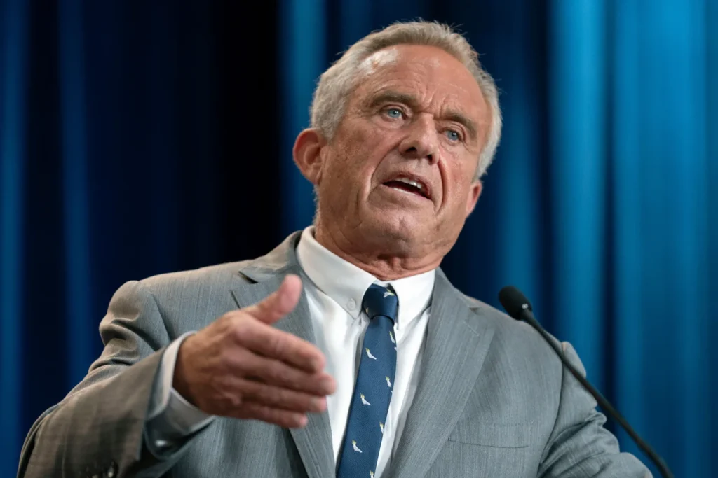 Health and Human Services Secretary Robert F. Kennedy Jr. speaks during a news conference at the Hubert Humphrey Building Auditorium in Washington