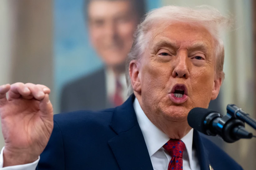 President Donald Trump speaks during a Mexican Border Defense Medal presentation in the Oval Office of the White House, Monday, Dec. 15, 2025, in Washington