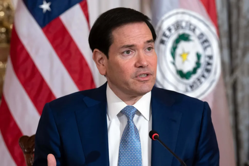 Secretary of State Marco Rubio speaks during the signing ceremony of the United States-Paraguay Status of Forces Agreement at the State Department in Washington