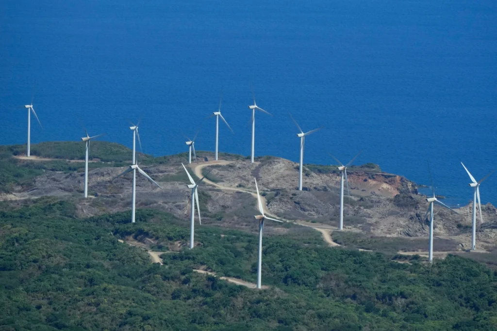 Windmills are seen at llocos Norte province, northern Philippines